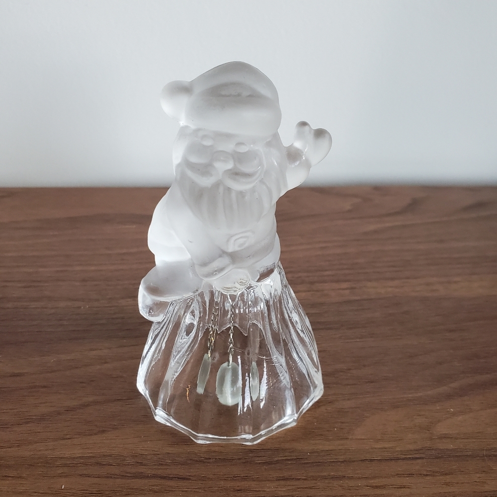 Vtg Santa Claus glass Bell clear Frosted Christmas Figure Holiday Mantle decor